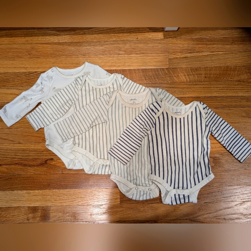 4 Pehr long sleeve bodysuits 3-6 month baby